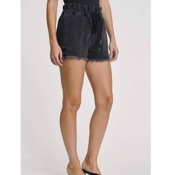 Pistola - NWT Salem Cooper Paperbag Drawstrings Short in Black Size -Small - Picture 1 of 9
